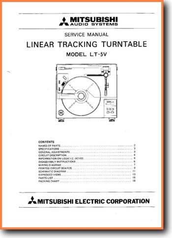 Mitsubishi Audio LT-5-V Turntable Record Player Main Technical Manual - PDF & Tech Help* | English