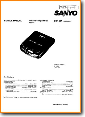 Sanyo CDP-55-A Portable Stereo Main Technical Manual - PDF & Tech Help* | English