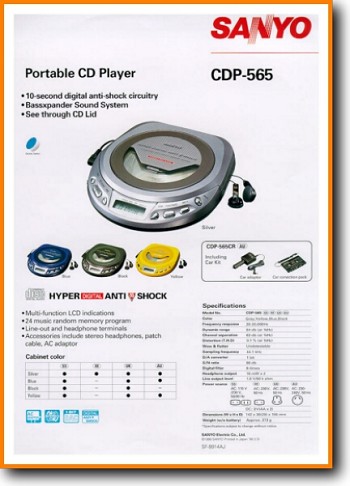 Sanyo CDP-565 Portable Stereo Main Brochure - PDF & Tech Help* | English