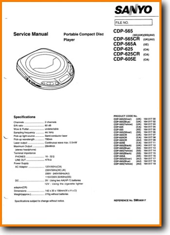 Sanyo CDP-565 Portable Stereo Main Technical Manual - PDF & Tech Help* | English