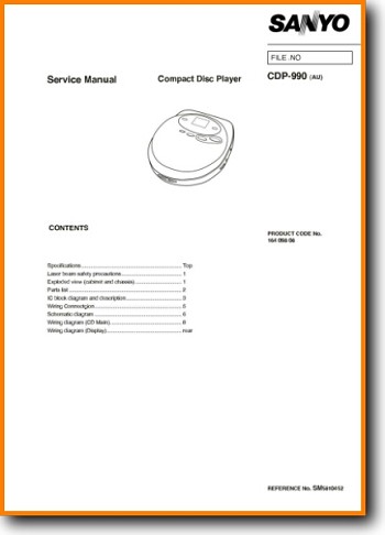 Sanyo CDP-990 Portable Stereo Main Schematics - PDF & Tech Help* | English