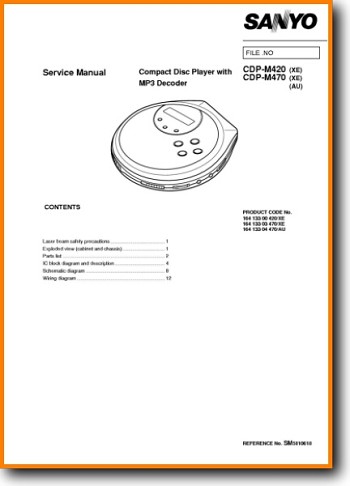 Sanyo CDPM-420 Portable Stereo Main Technical Manual - PDF & Tech Help* | English