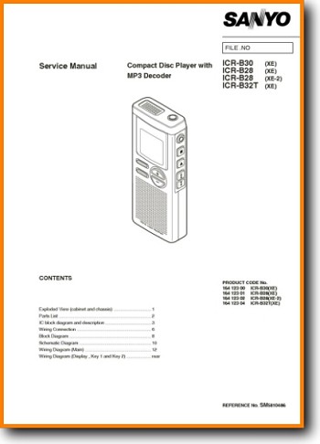 Sanyo ICRB-28 Portable Stereo Main Technical Manual - PDF & Tech Help* | English