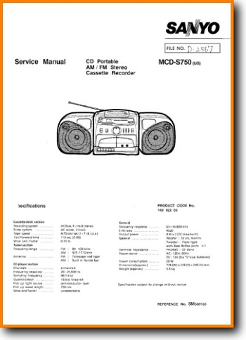 Sanyo MCDS-570 Portable Stereo Main Technical Manual - PDF & Tech Help* | English