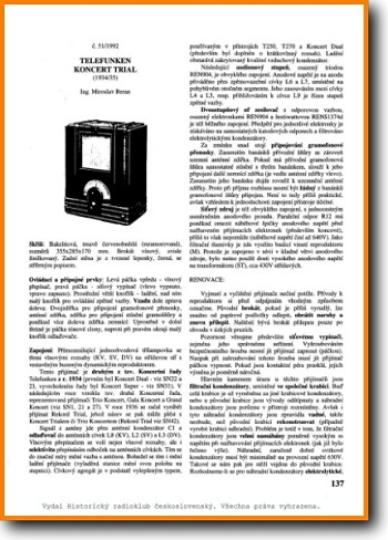 Telefunken KONCERT-TRIAL Legacy Radio Main Technical Manual - PDF & Tech Help* | Czechoslovakian