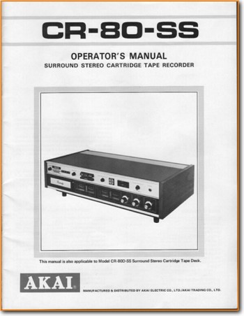 Akai CR-80-SS Tape Player Main User Book - PDF & Tech Help* | English