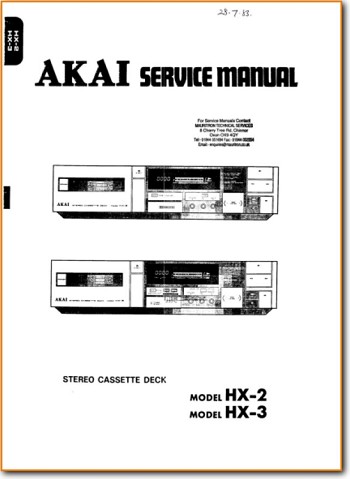 Akai HX-3 Tape Player Main Technical Manual - PDF & Tech Help* | English