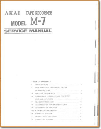 Akai M-7 Tape Player Main Technical Manual - PDF & Tech Help* | English