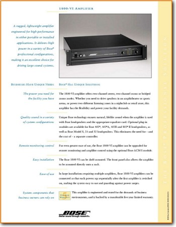 Bose 1800 Mk6 Amp Receiver Main Brochure - PDF & Tech Help* | English