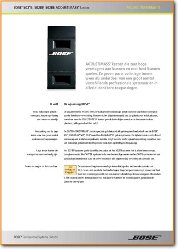 Bose 502-BP Loudspeaker Addendum - A Brochure - PDF & Tech Help* | Dutch