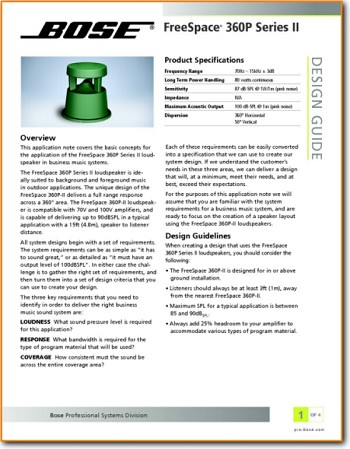 Bose Freespace 360-P-MkII Loudspeaker Main Brochure - PDF & Tech Help* | English