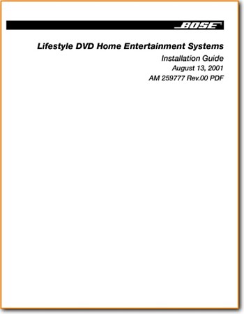 Bose Lyfestyle-DVD Amp Receiver Main Installation Guide - PDF & Tech Help* | English