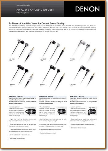 Denon AHC-551 Headphones Main Brochure - PDF & Tech Help* | English