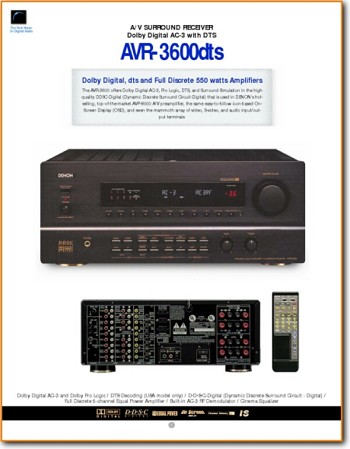 Denon AVR-3600 Amp Receiver Main Brochure - PDF & Tech Help* | English