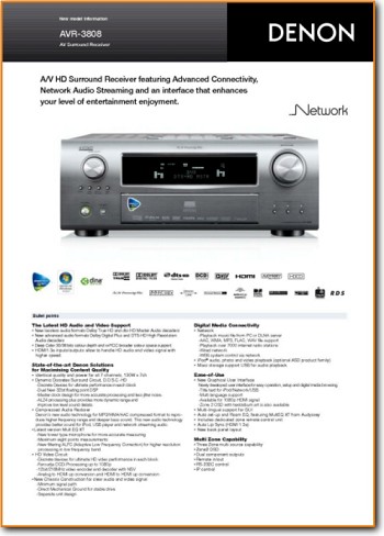 Denon AVR-3808 Amp Receiver Addendum - A Brochure - PDF & Tech Help* | English
