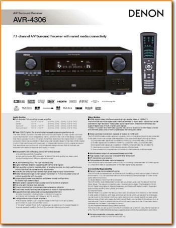Denon AVR-4306 Amp Receiver Main Brochure - PDF & Tech Help* | English