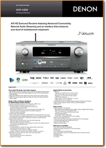 Denon AVR-4308 Amp Receiver Addendum - A Brochure - PDF & Tech Help* | English