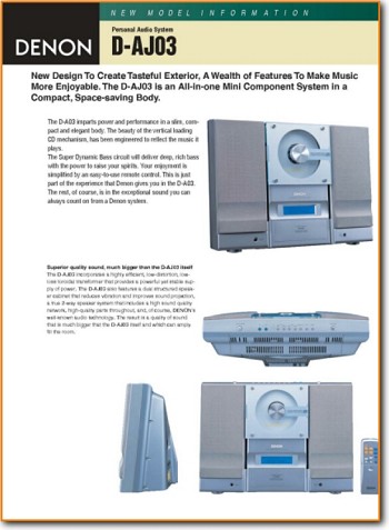 Denon DAJ-03 Amp Receiver Main Brochure - PDF & Tech Help* | English