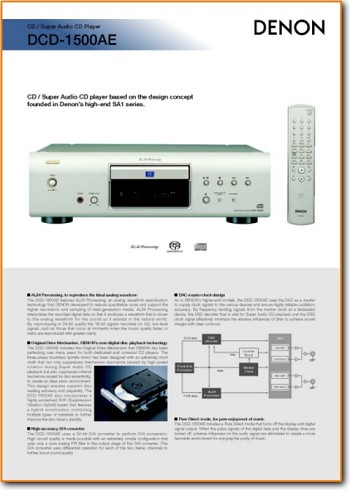 Denon DCD-1500-AE CD Player Addendum - A Brochure - PDF & Tech Help* | English