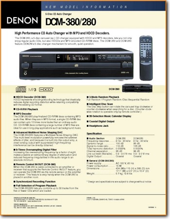 Denon DCM-280 CD Player Main Brochure - PDF & Tech Help* | English
