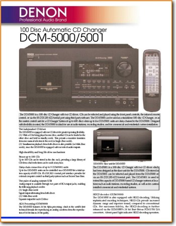 Denon DCM-5000 CD Player Main Brochure - PDF & Tech Help* | English