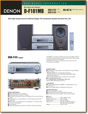 Denon DF-101-MB Amp Receiver Main Brochure - PDF & Tech Help* | English
