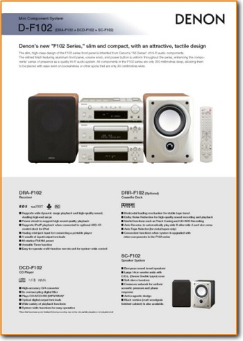 Denon DF-102 Amp Receiver Main Brochure - PDF & Tech Help* | English