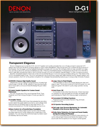 Denon DG-1 Amp Receiver Main Brochure - PDF & Tech Help* | English