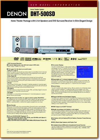 Denon DHT-500-SD Amp Receiver Main Brochure - PDF & Tech Help* | English