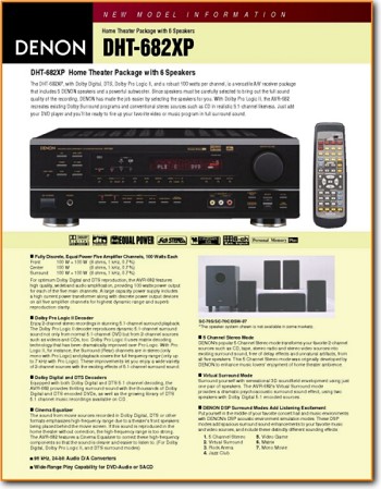 Denon DHT-682-XP Amp Receiver Main Brochure - PDF & Tech Help* | English