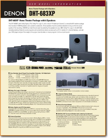 Denon DHT-683-XP Amp Receiver Main Brochure - PDF & Tech Help* | English