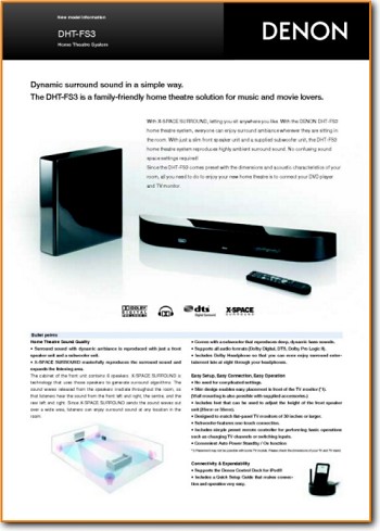 Denon DHTFS-3 Amp Receiver Main Brochure - PDF & Tech Help* | English
