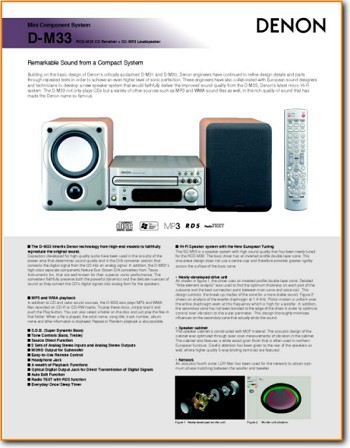 Denon DM-33 Amp Receiver Main Brochure - PDF & Tech Help* | English