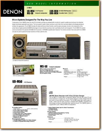 Denon DM-50-S Mini Shelf System Main Brochure - PDF & Tech Help* | English