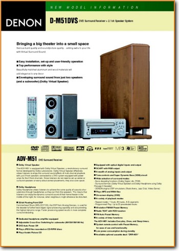 Denon DM-51-DVS Mini Shelf System Main Brochure - PDF & Tech Help* | English