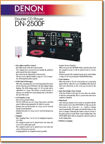 Denon DN-2500-F CD Player Main Brochure - PDF & Tech Help* | English
