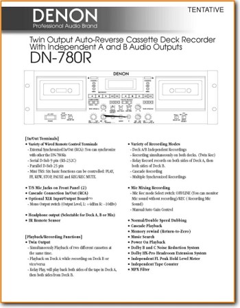 Denon DN-780R CD Player Main Brochure - PDF & Tech Help* | English