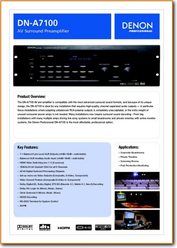Denon DNA-7100 CD Player Main Brochure - PDF & Tech Help* | English