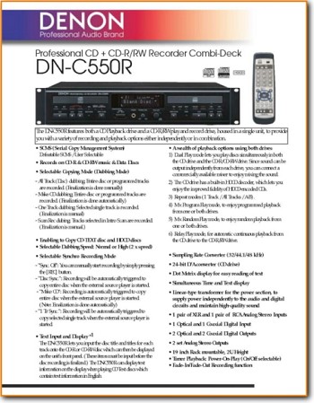 Denon DNC-550-R CD Player Main Brochure - PDF & Tech Help* | English