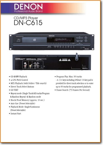Denon DNC-615 CD Player Addendum - A Brochure - PDF & Tech Help* | English