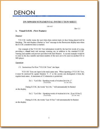 Denon DNM-991-RM MiniDisc Main Article - PDF & Tech Help* | English