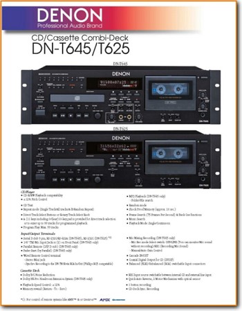 Denon DNT-645 CD Player Main Brochure - PDF & Tech Help* | English