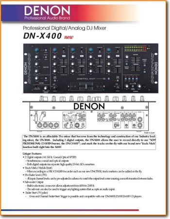 Denon DNX-400 Amp Receiver Main Brochure - PDF & Tech Help* | English