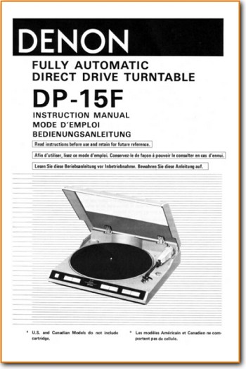 Denon DP-15-F Turntable Record Player Main User Book - PDF & Tech Help* | English