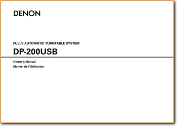 Denon DP-200-USB Turntable Record Player Main User Book - PDF & Tech Help* | English
