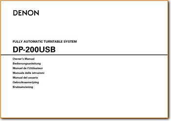 Denon DP-200-USB Turntable Record Player Addendum - B User Book - PDF & Tech Help* | English