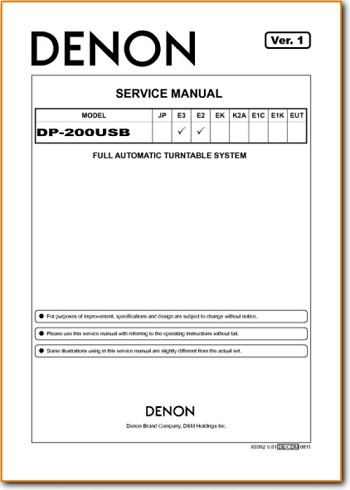 Denon DP-200-USB Turntable Record Player Main Technical Manual - PDF & Tech Help* | English