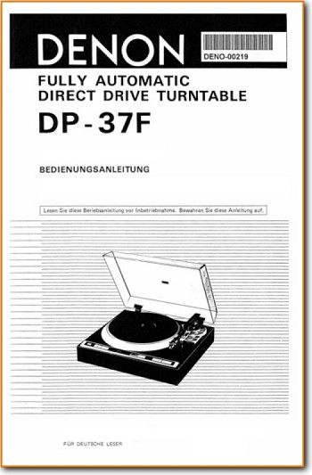 Denon DP-37-F Turntable Record Player Main User Book - PDF & Tech Help* | German
