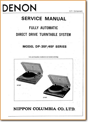Denon DP-45-F Turntable Record Player Main Technical Manual - PDF & Tech Help* | English