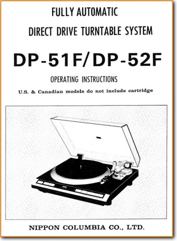 Denon DP-51-F Turntable Record Player Main User Book - PDF & Tech Help* | English
